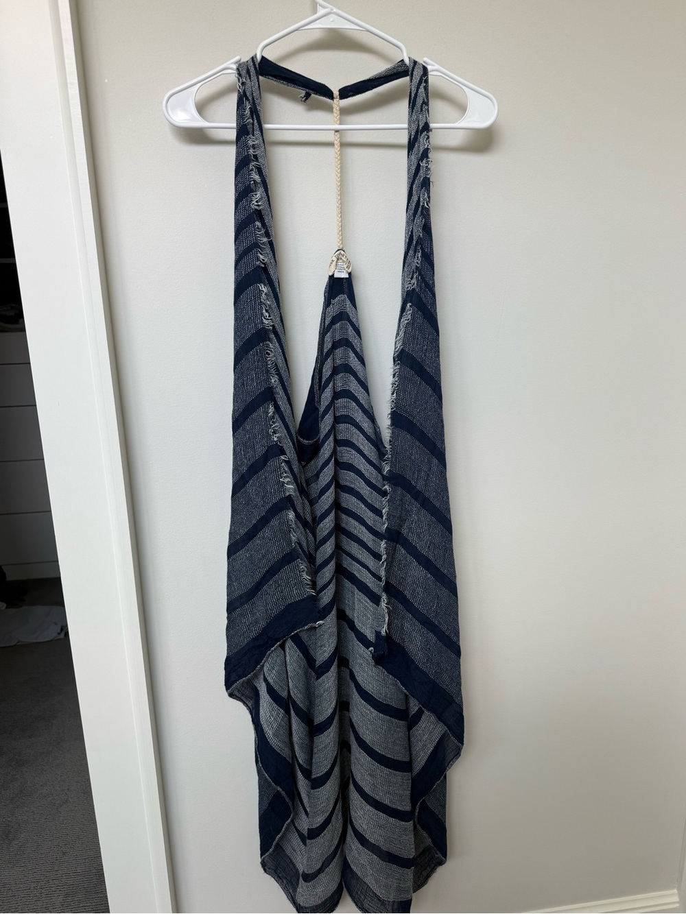 Pool To Party Striped Navy White Draped Pool Cover Up